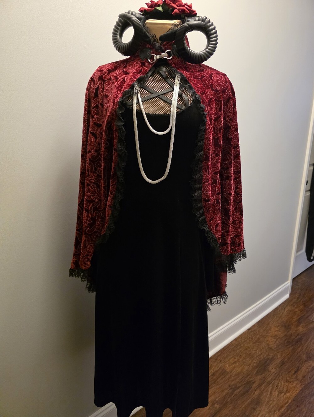 Spirit Velvet Brocade Cape & Pentagram Grunge Velvet Dress